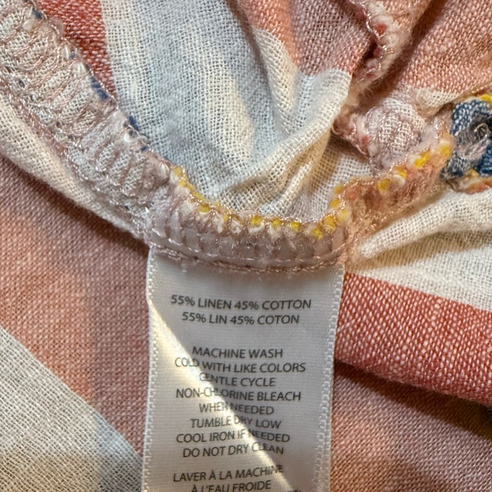 Beachlunchlounge Striped Multicolor Blouse Linen Blend Desert Vibes Sz S - Picture 8 of 8